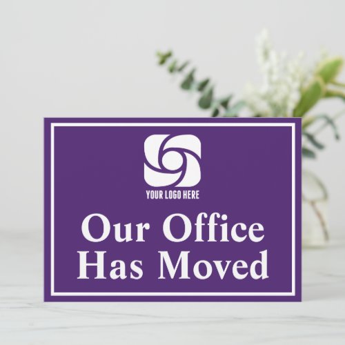 Purple Our Office Has Moved Business Logo Announcement