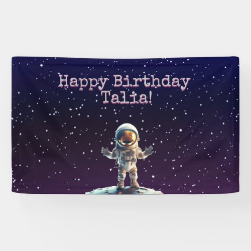 Purple Outer Space Birthday Banner