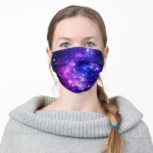 Purple Outer Space Stars Galaxy Adult Cloth Face Mask (Worn)