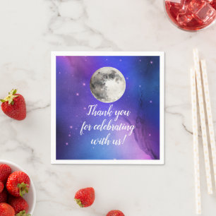 Purple Outer Space Stars Over the Moon Celestial Napkins