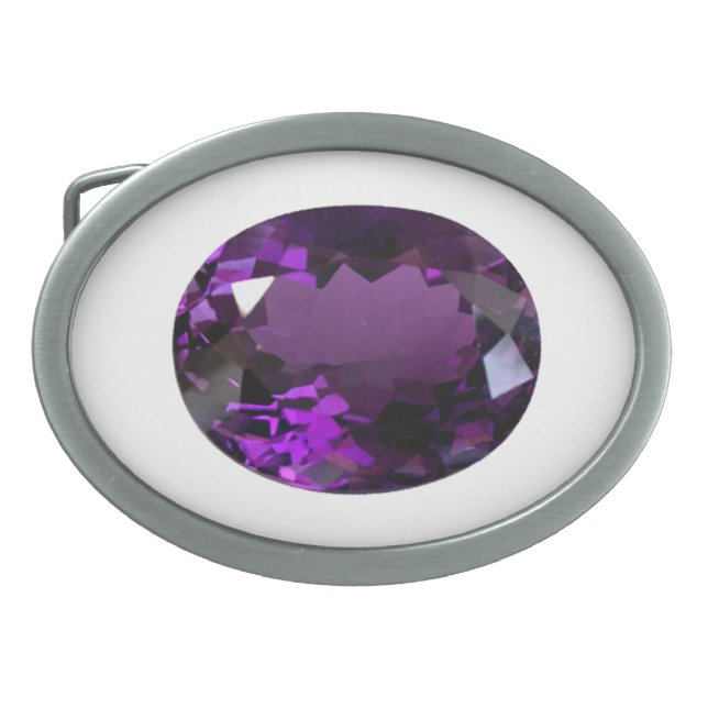 Purple Oval Amethyst Gemstone Belt Buckle (Front)