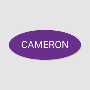 Purple Oval Name Tag Badge Pin or Magnetic 3 inch
