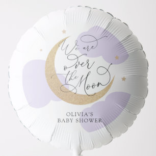 Purple Over the Moon Baby Shower Balloon