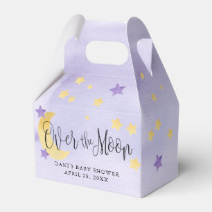 Purple Over the Moon, Baby Shower Moon Stars Favor Boxes