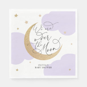Purple Over the Moon Baby Shower Napkins