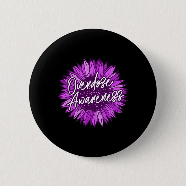 Purple Overdose Awareness Gifts Survivor Ribbon Op Button (Front)