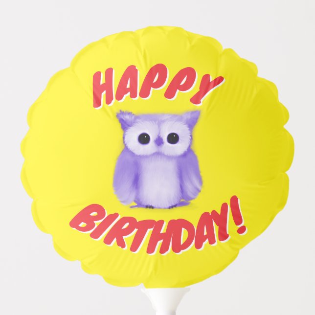 Purple Owl Birthday Balloon (Front)