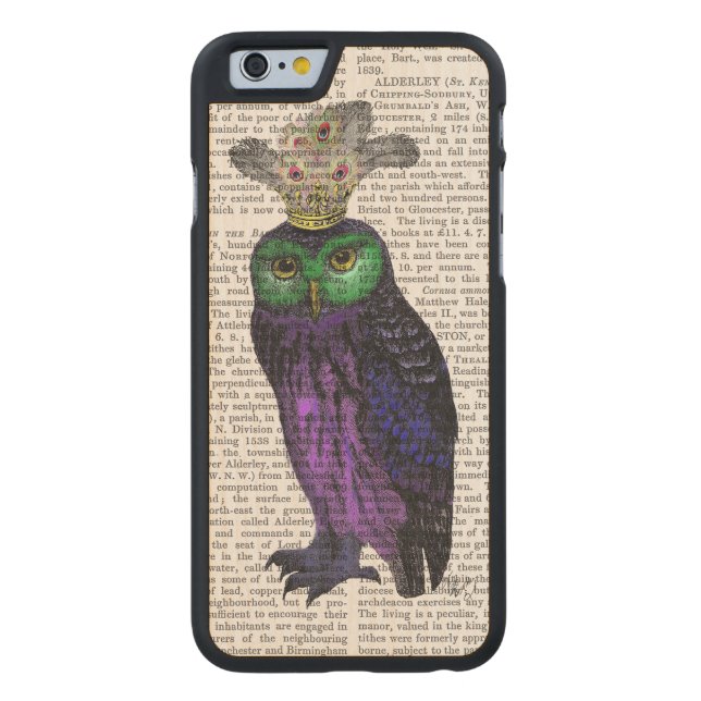 Purple Owl Carved Wood iPhone Case (Back)
