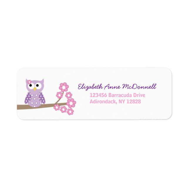 Purple Owl Custom Address Labels (Front)