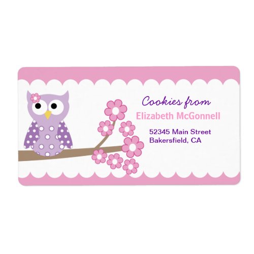Purple Owl Custom Baking Labels or Stickers