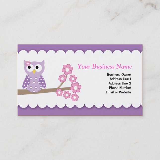 Purple Owl Customizable Business Card Template (Front)