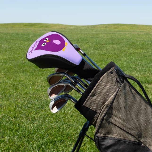 Purple Owl Design Golf Head Cover (In Situ)