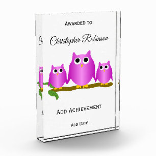 Purple Owl Design Personalised Acrylic Award
