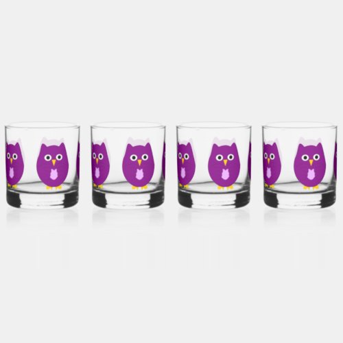 Purple Owl Design Whiskey Glass