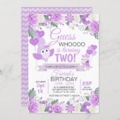 Purple Owl Floral Birthday Invitation (Front/Back)