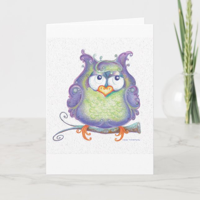 Purple Owl Greeting Card (Front)