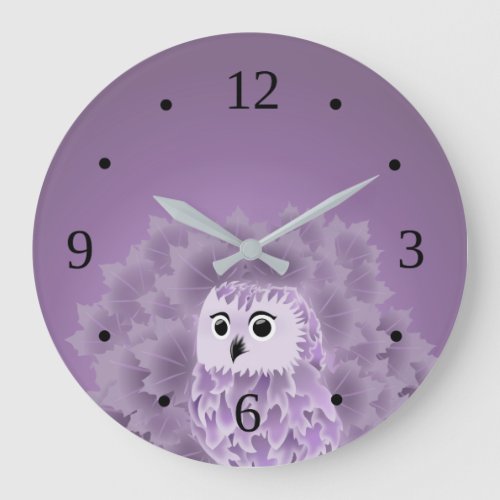 Purple Owl Large Clock