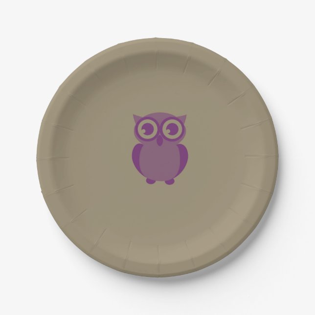 Purple Owl Paper Plates (Front)