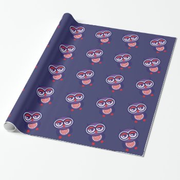 Purple Owl Pattern Wrapping Paper by nyxxie at Zazzle