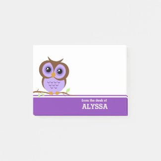 Purple Owl Personalized Post-it Notes