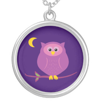 Purple Owl Silver Plated Necklace