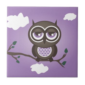 Purple Owl Trivet Tile by nyxxie at Zazzle