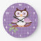 Purple Owl Wall Clock
