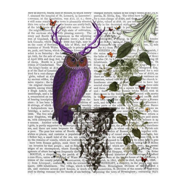 Purple Owl With Antlers Acrylic Print (Front)