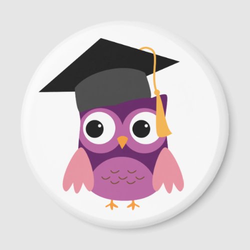 Purple Owl with Cap Graduation Magnets