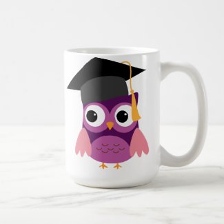 Purple Owl with Cap Graduation Mug