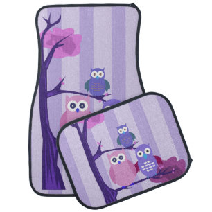 Purple Owls Car Floor Mat