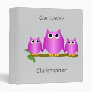 Purple Owls Design Any Colour Background 3 Ring Binder