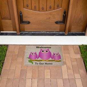 Purple Owls Design Personalised Fiber Doormat