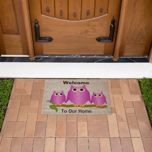 Purple Owls Design Personalised Fiber Doormat (Insitu (Outdoor))