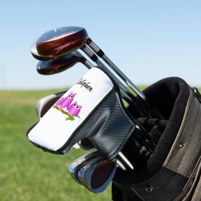 Purple Owls Design Personalised Golf Head Cover (In Situ)