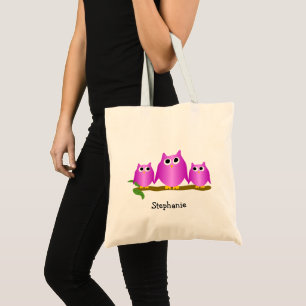 Purple Owls Design Personalised Tote Bag