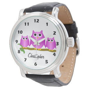 Purple Owls Design Personalised Watch