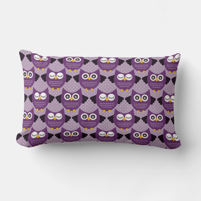 Purple Owls Lumbar Pillow (Front)