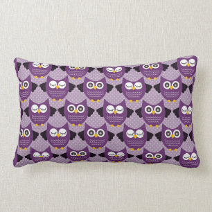 Purple Owls Lumbar Pillow