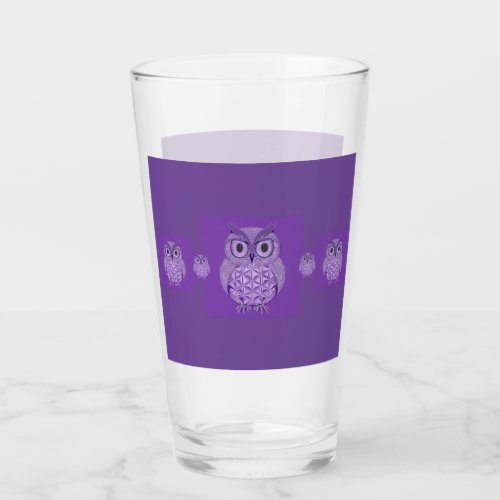 Purple  Owls  pattern Glass