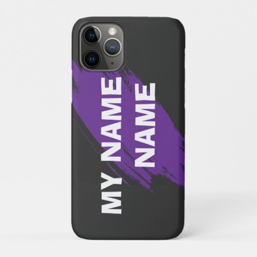 Purple paint custom text iPhone 11 pro case