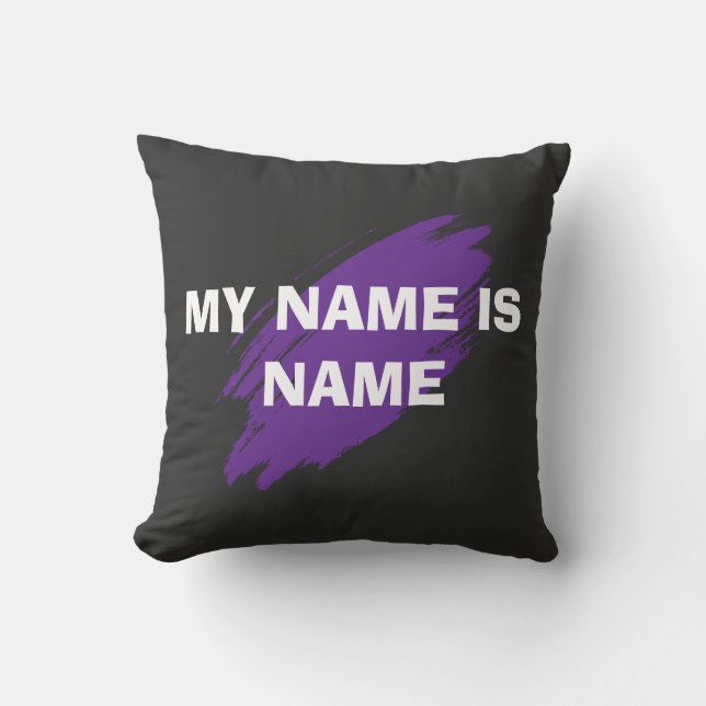 Purple paint custom text throw pillow (Front)