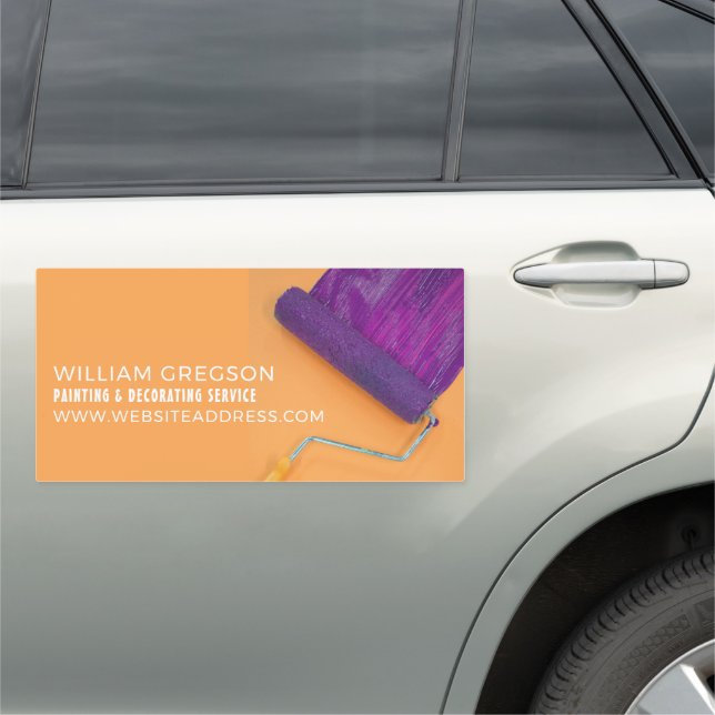 Purple Paint Roller, Painter & Decorator Car Magnet (In Situ)