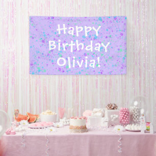 Purple Paint Splatter Birthday Banner