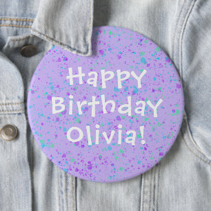 Purple Paint Splatter Birthday Button