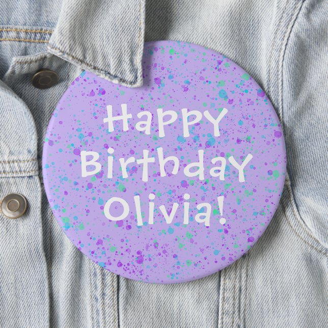 Purple Paint Splatter Birthday Button (In Situ)
