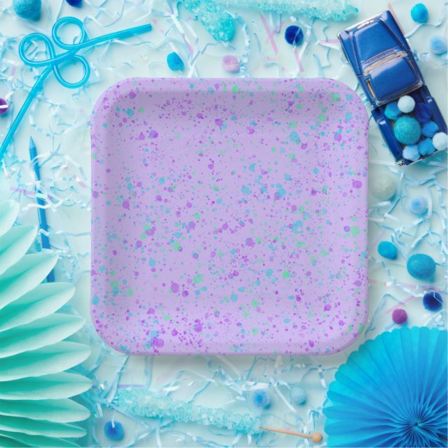 Purple Paint Splatter Birthday Paper Plates (Party)