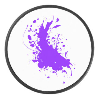 Purple Paint Splatter Hockey Puck