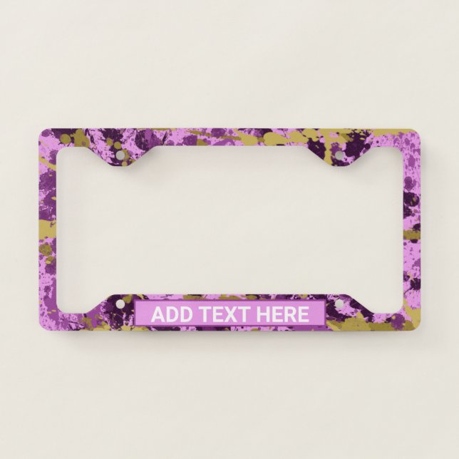 Purple Paint Splatter License Plate Frame (Front)