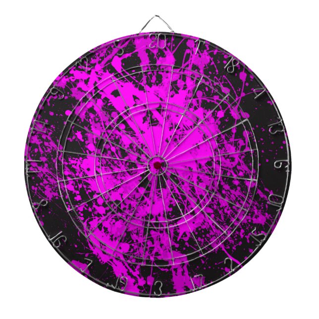 Purple Paint Splatter  Metal Cage Dartboard (Front)